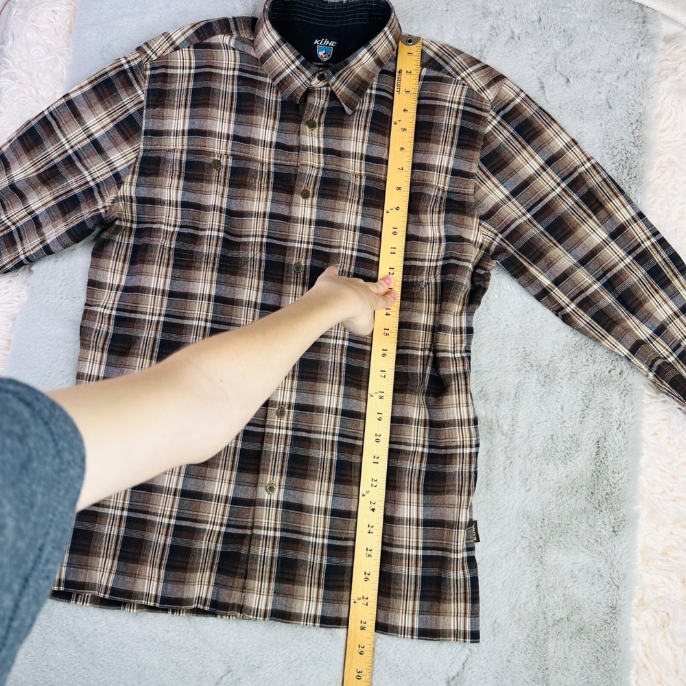Kuhl Shirt Mens Medium Plaid Long Sleeve Stretch Button Flannel Hike Rugged Man - Picture 8 of 16